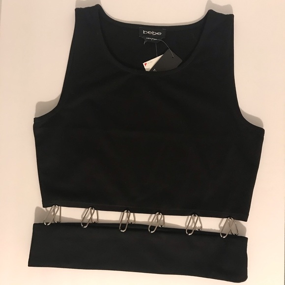 bebe Tops - Bebe black grommet waist crop top